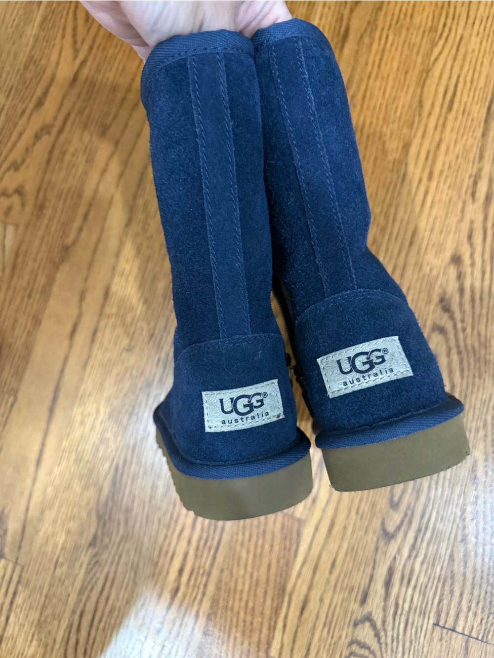 UGG Kids Navy Suede Shearling Zip Boots kids Size 10